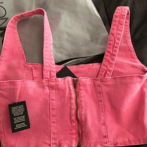 brand new jean pink crop top from fashion nova
